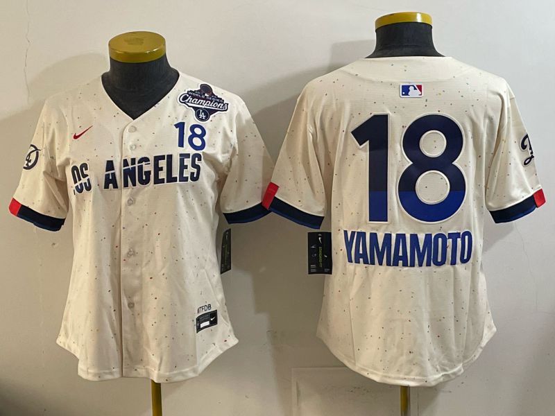 Youth Los Angeles Dodgers #18 Yamamoto Cream 2026 Nike Game MLB Jersey 001->youth mlb jersey->Youth Jersey